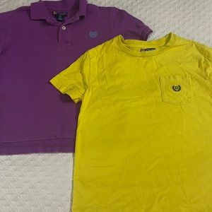 Polo Ralph Lauren CHAPS set of two boys shirts purple knit golf yellow tee S 8